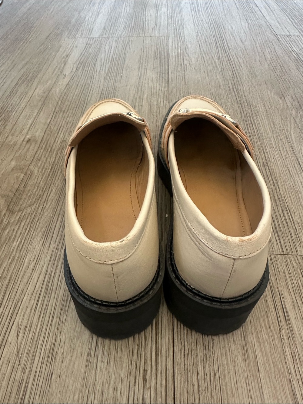 & Other Stories Buckled Chunky Leather Loafers Beige - Size 39 (US 8.5) NWOT - Picture 6 of 10